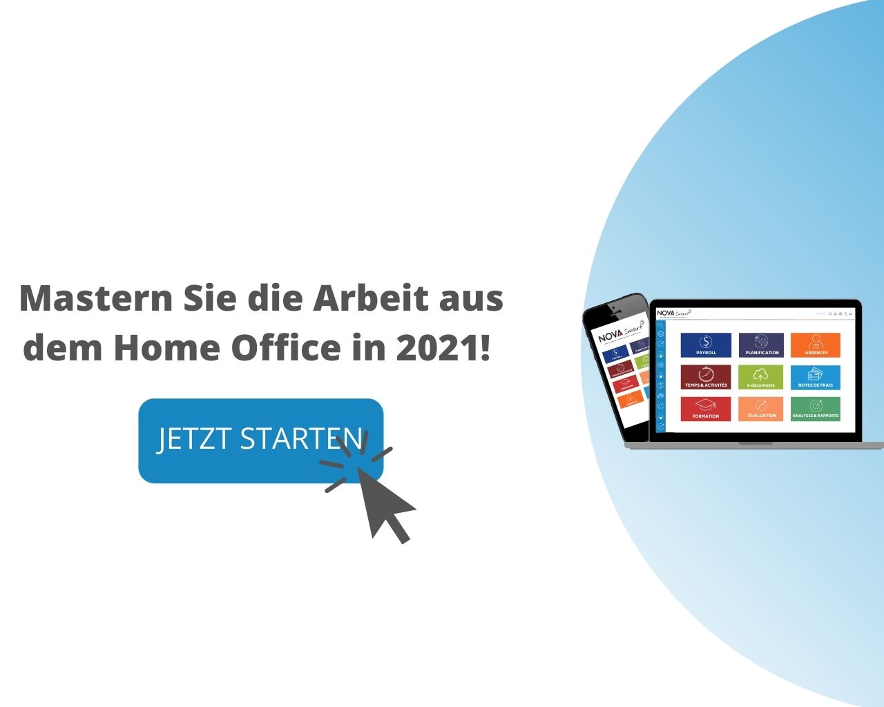 Bild mit Schriftzug: Mastern Sie die Arbeit aus dem Home Office in 2021, jetzt starten. Bild verlinkt mit Landing Page